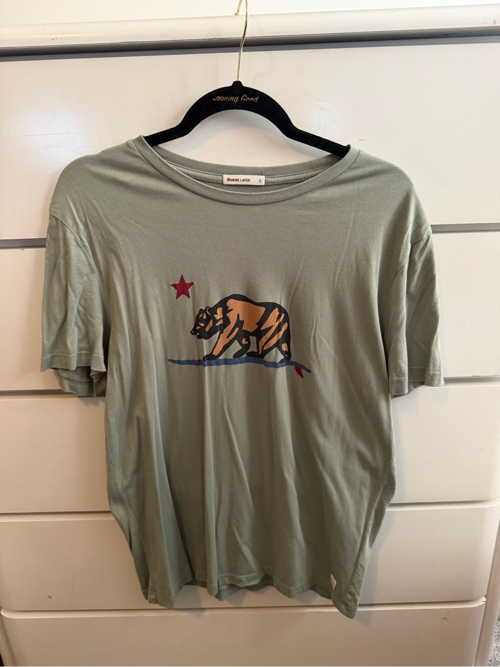 Marine Layer Olive Green Bear Graphic Short Sleeve Tee